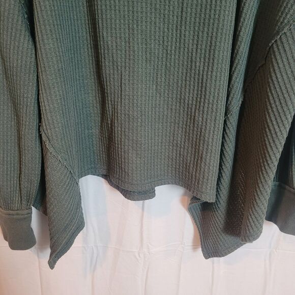 We The Free Coraline Waffle Knit Oversized Swing Top Women's Medium Green Boho - Picture 4 of 9
